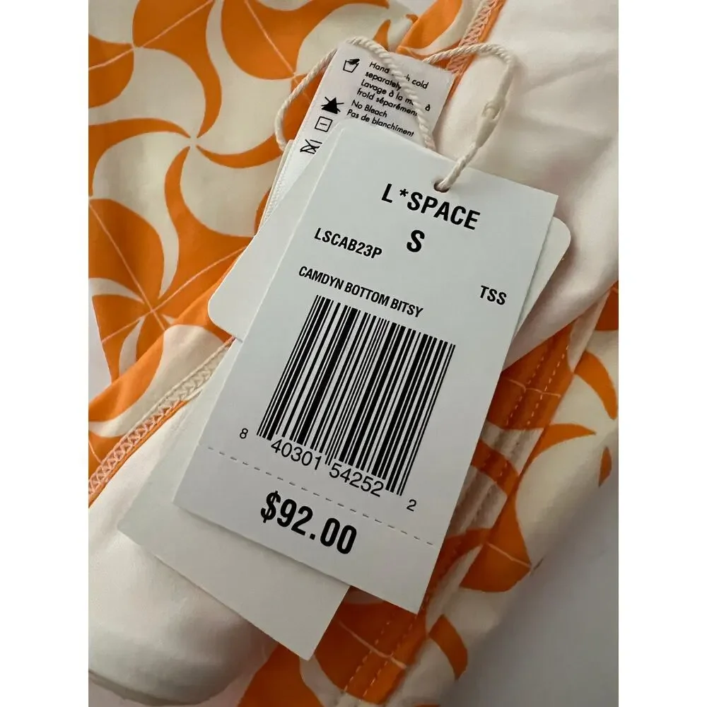 NWT L*Space Women's Swimwear Camdyn Bikini Bottom Bitsy Cut Orange Cream Size S